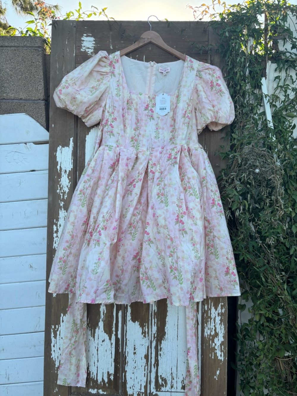 Ivy City Co Pink and Cream Floral Puff-Sleeve Dress for Kids